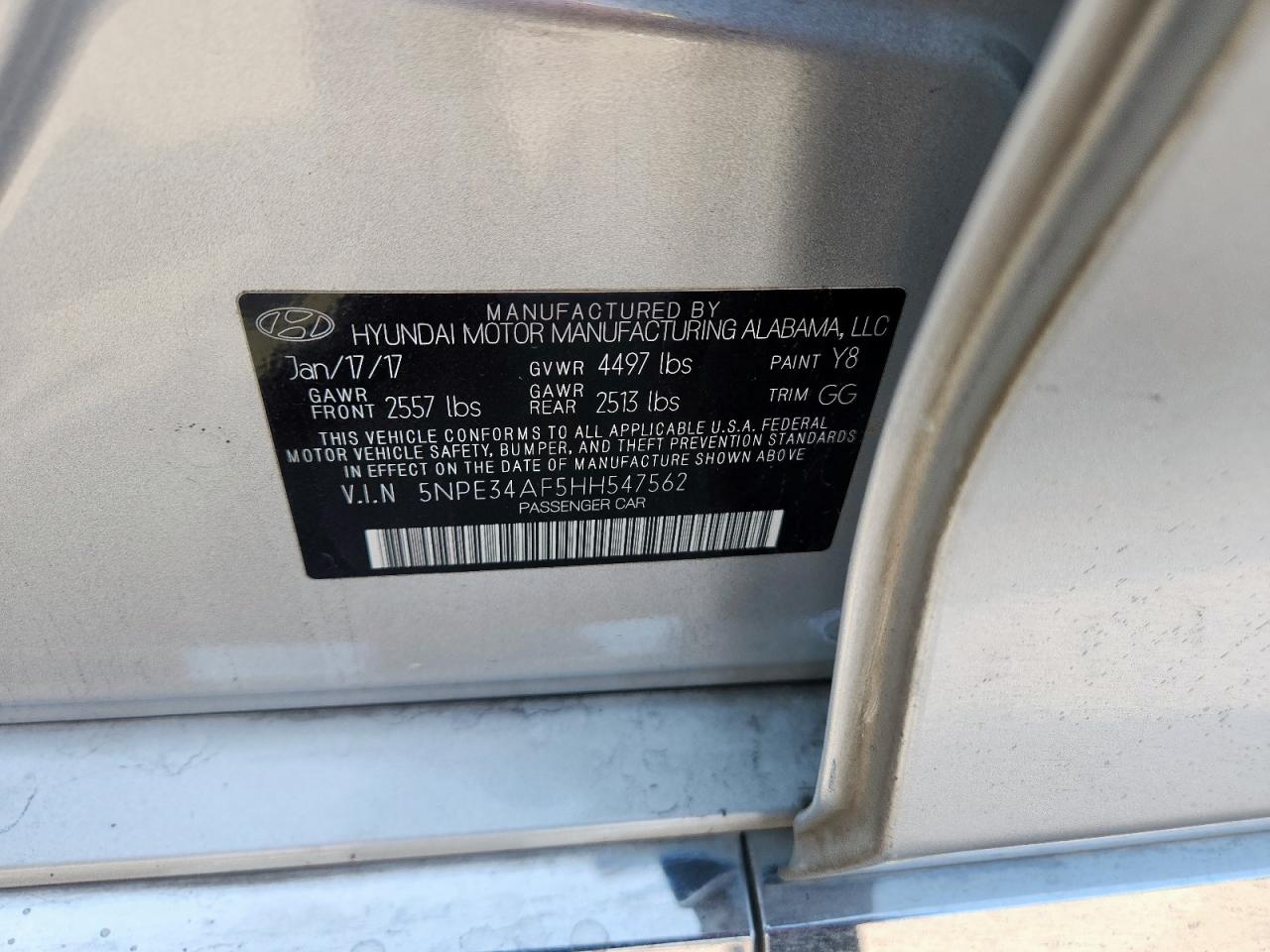 2017 Hyundai Sonata Sport VIN: 5NPE34AF5HH547562 Lot: 80256015