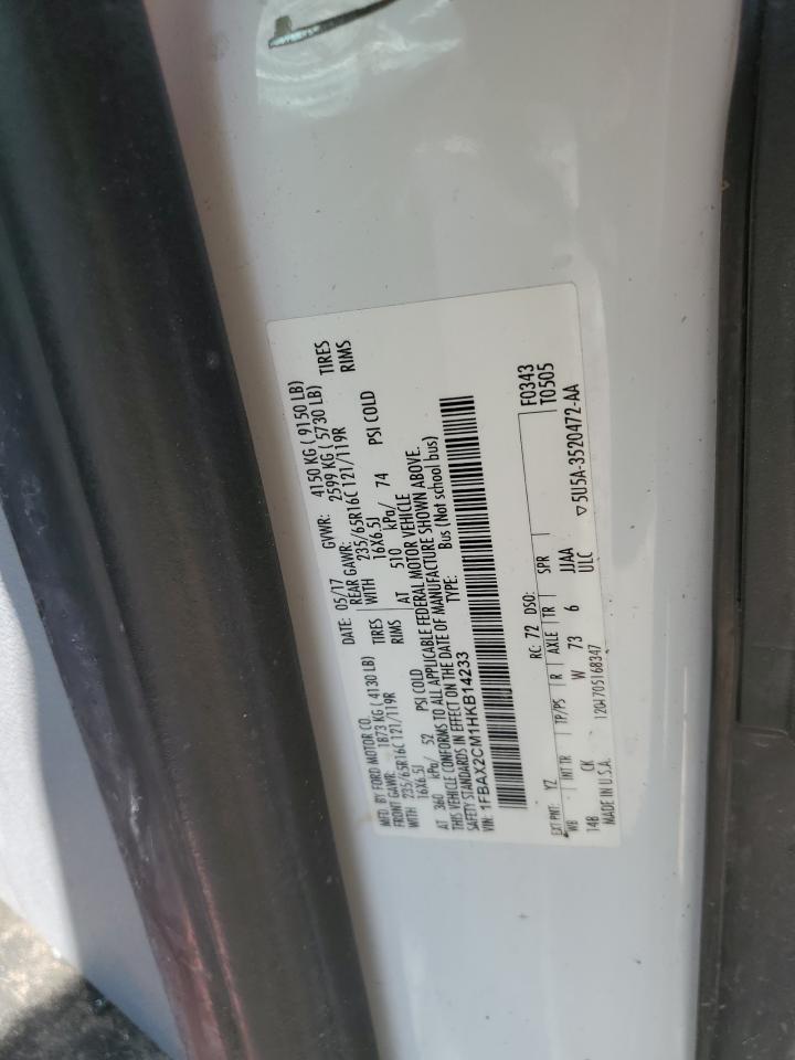 2017 Ford Transit T-350 VIN: 1FBAX2CM1HKB14233 Lot: 72080675