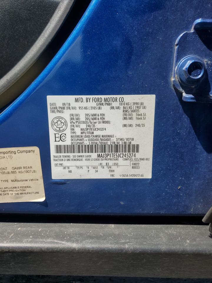 2018 Ford Ecosport Se VIN: MAJ3P1TE5JC245274 Lot: 81645575