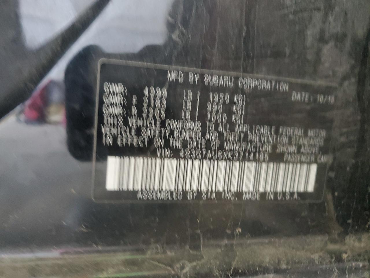 2019 Subaru Impreza Limited VIN: 4S3GTAU6XK3714195 Lot: 80873495