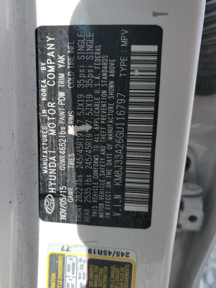 2016 Hyundai Tucson Limited VIN: KM8J33A26GU116797 Lot: 80830155