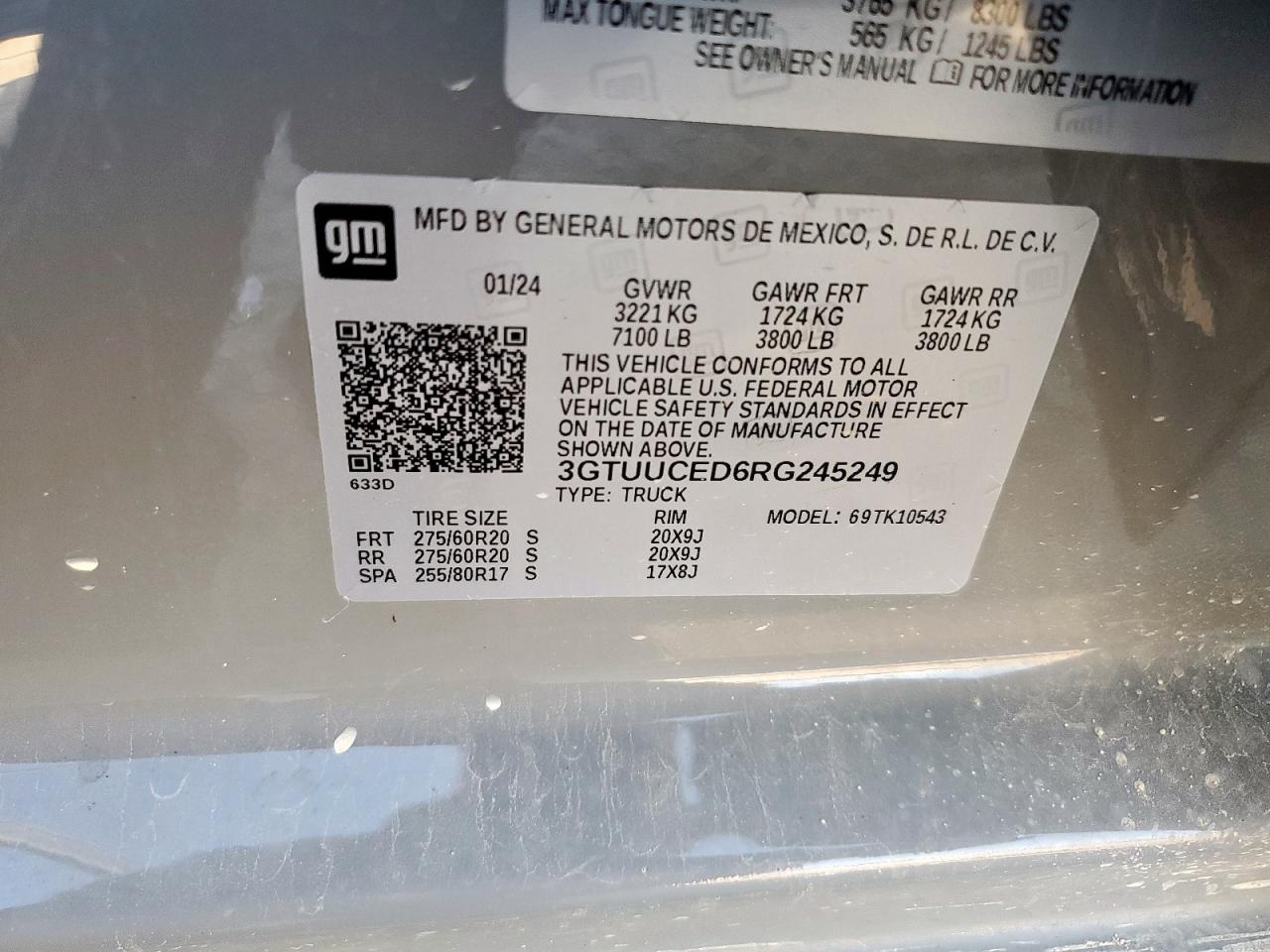 2024 GMC Sierra K1500 Elevation VIN: 3GTUUCED6RG245249 Lot: 71990985