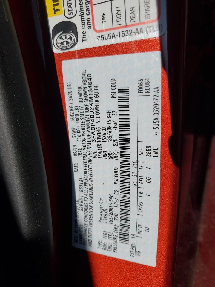 2019 Ford Fiesta Se VIN: 3FADP4BJ2KM134640 Lot: 71179565