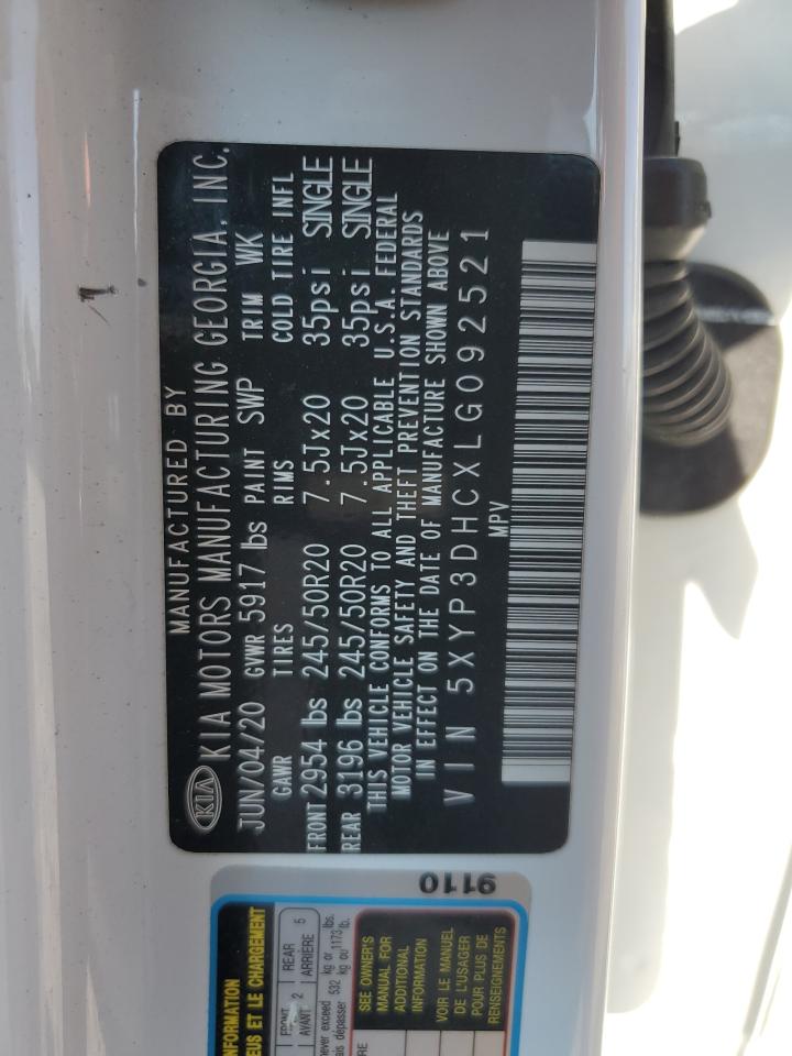 2020 Kia Telluride Ex VIN: 5XYP3DHCXLG092521 Lot: 70529095