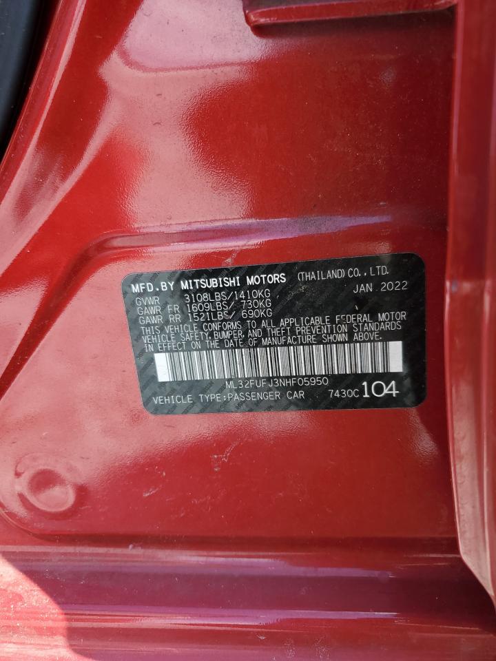 2022 Mitsubishi Mirage G4 Es VIN: ML32FUFJ3NHF05950 Lot: 81942255