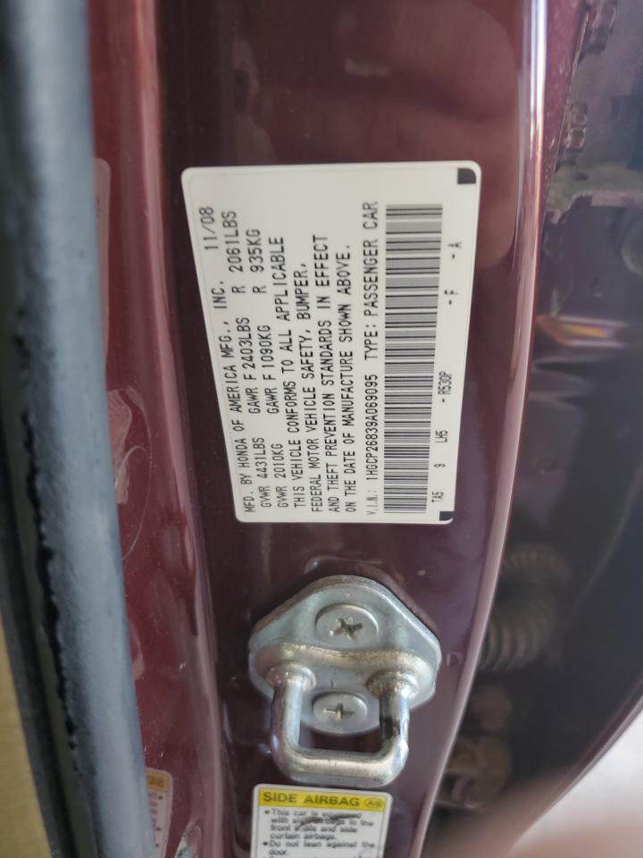 2009 Honda Accord Exl VIN: 1HGCP26839A069095 Lot: 80921545