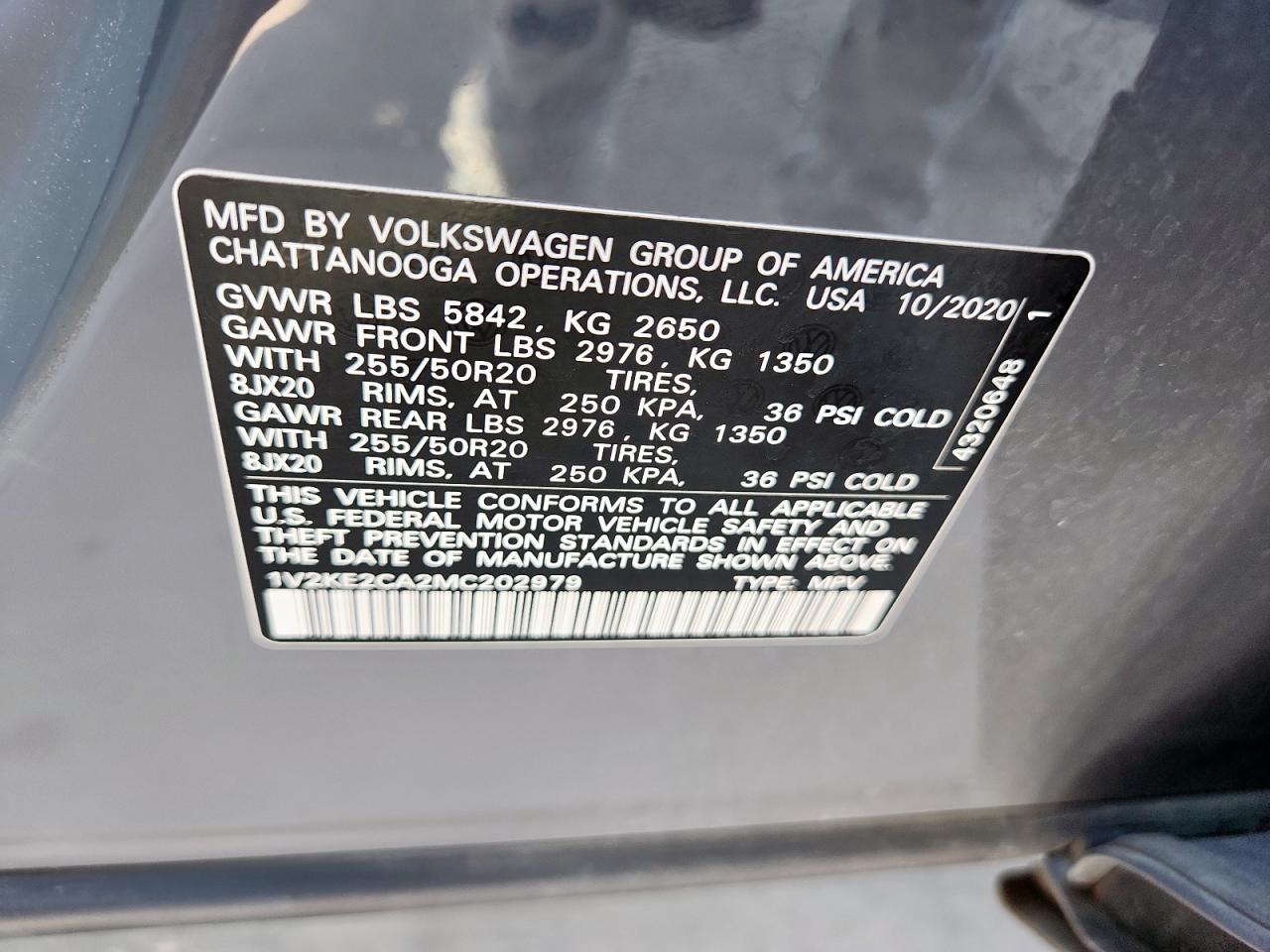 2021 Volkswagen Atlas Cross Sport Se VIN: 1V2KE2CA2MC202979 Lot: 71264965