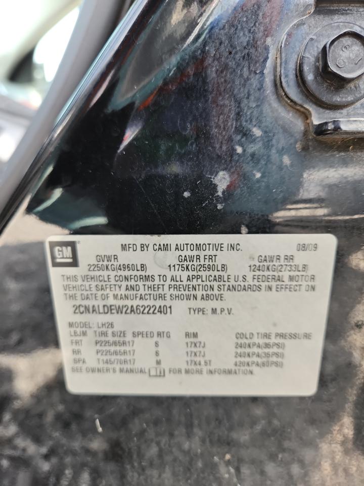 2010 Chevrolet Equinox Lt VIN: 2CNALDEW2A6222401 Lot: 71882205