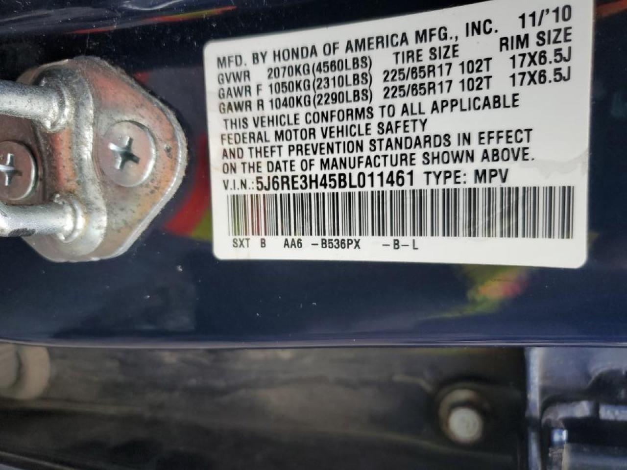 2011 Honda Cr-V Se VIN: 5J6RE3H45BL011461 Lot: 80946825