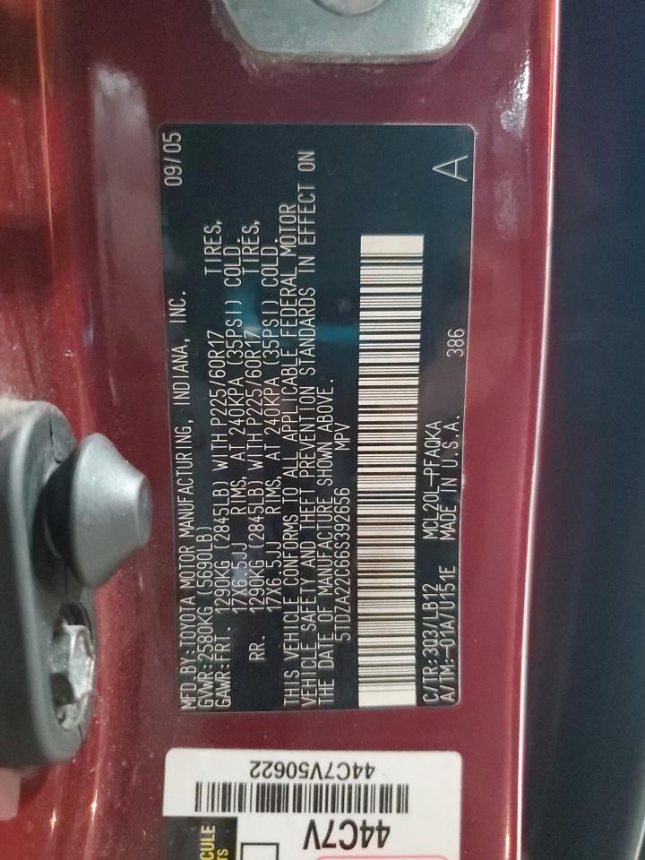 2006 Toyota Sienna Xle VIN: 5TDZA22C66S392656 Lot: 84174685