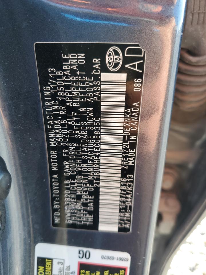 2014 Toyota Corolla L VIN: 2T1BURHE4EC068350 Lot: 84226085