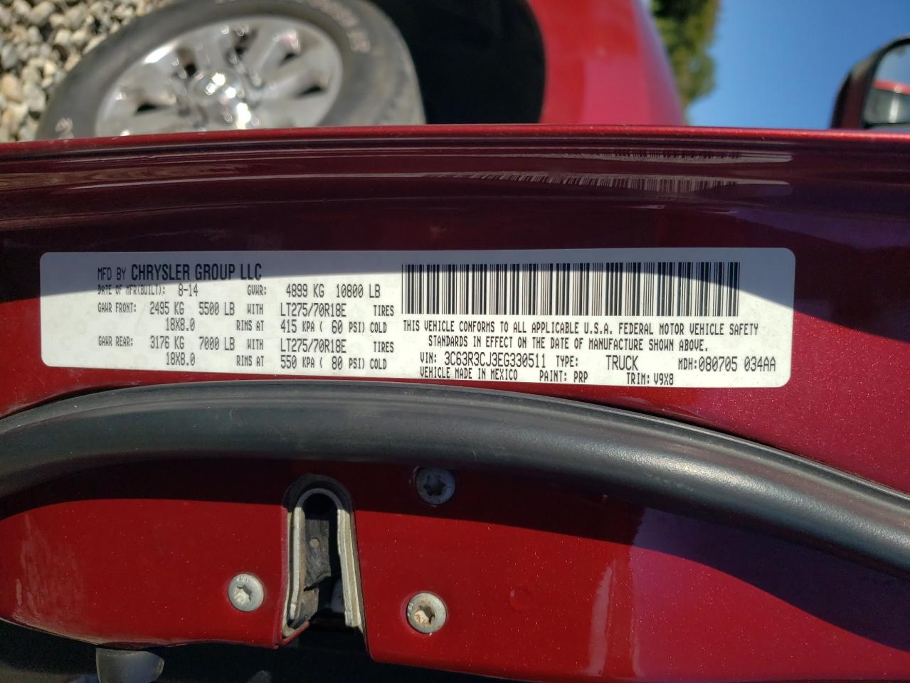 2014 Ram 3500 St VIN: 3C63R3CJ3EG330511 Lot: 80431115