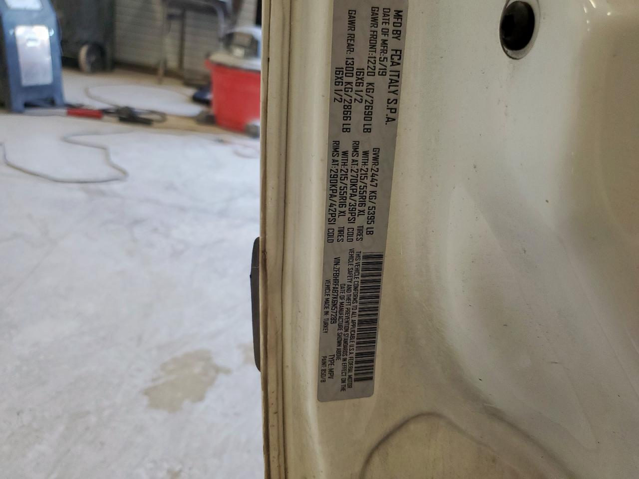 2019 Ram Promaster City VIN: ZFBHRFAB7K6N57289 Lot: 84459555