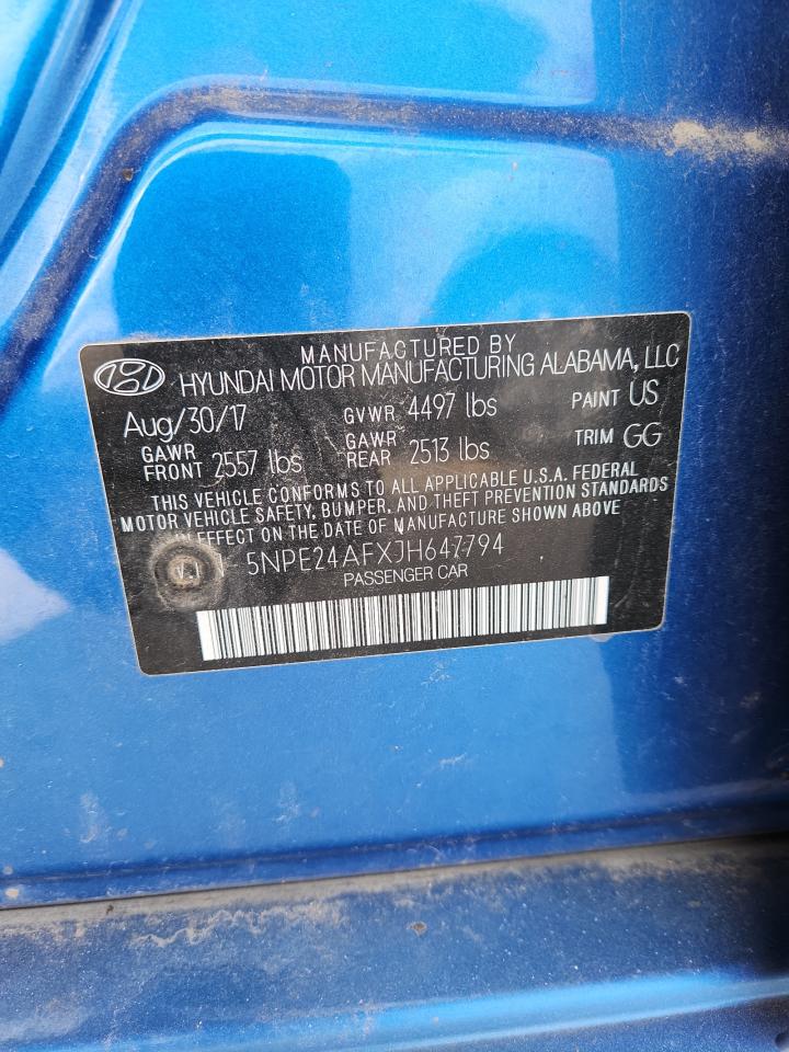 2018 Hyundai Sonata Se VIN: 5NPE24AFXJH647794 Lot: 84213715
