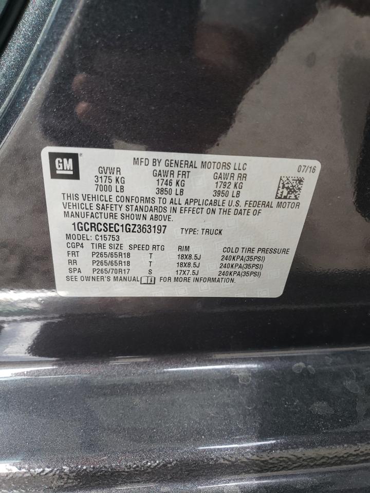 2016 Chevrolet Silverado C1500 Ltz VIN: 1GCRCSEC1GZ363197 Lot: 81769165