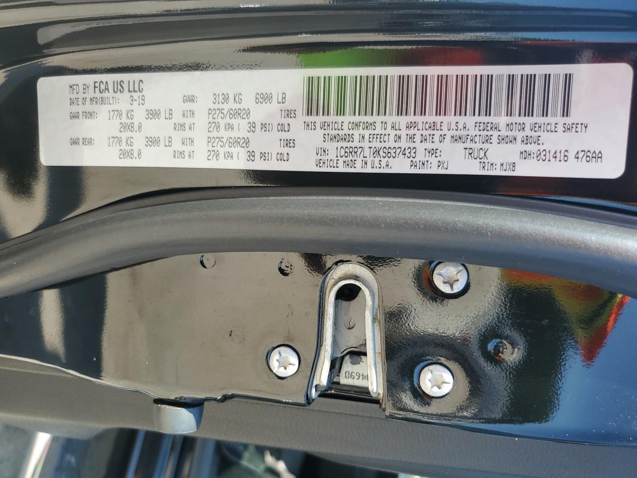 2019 Ram 1500 Classic Slt VIN: 1C6RR7LT0KS637433 Lot: 71586915