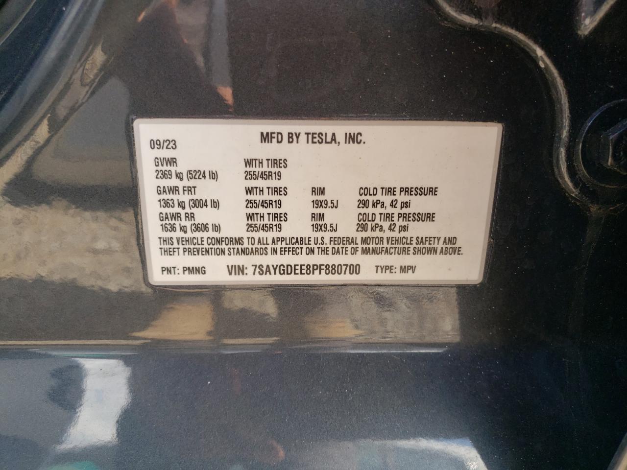 2023 Tesla Model Y VIN: 7SAYGDEE8PF880700 Lot: 80447585