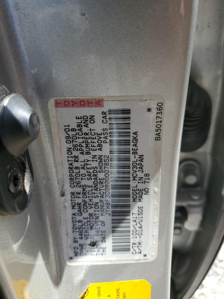 2002 Lexus Es 300 VIN: JTHBF30G820007852 Lot: 83762725