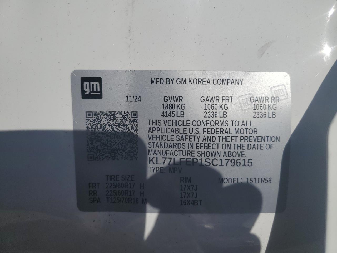 2025 Chevrolet Trax Ls VIN: KL77LFEP1SC179615 Lot: 80688825