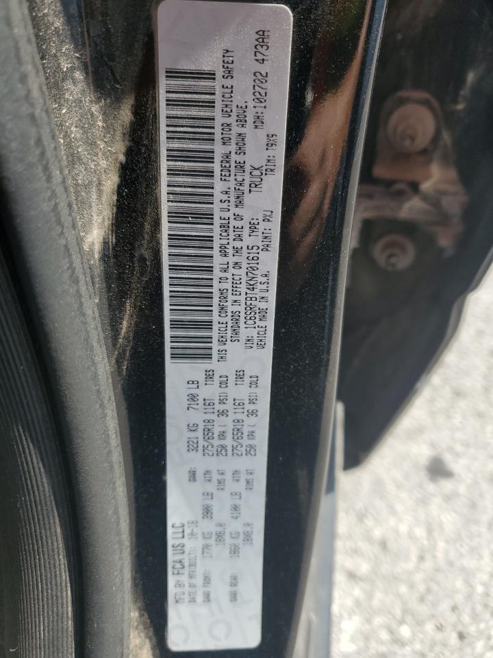 2019 Ram 1500 Big Horn/Lone Star VIN: 1C6SRFBT4KN701615 Lot: 71649075