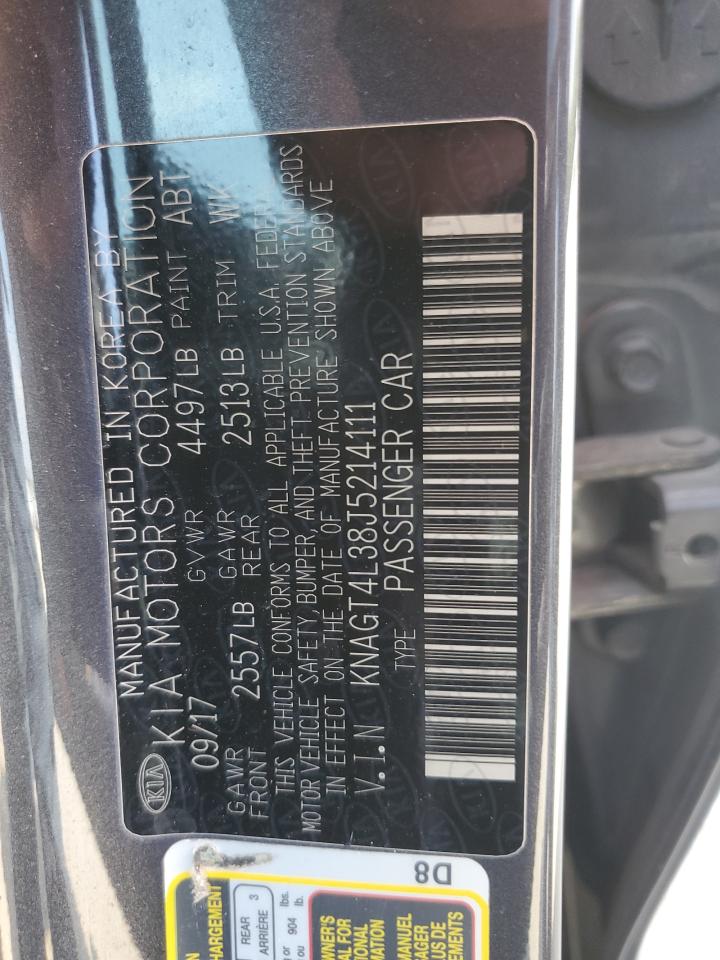 2018 Kia Optima Lx VIN: KNAGT4L38J5214111 Lot: 81087015