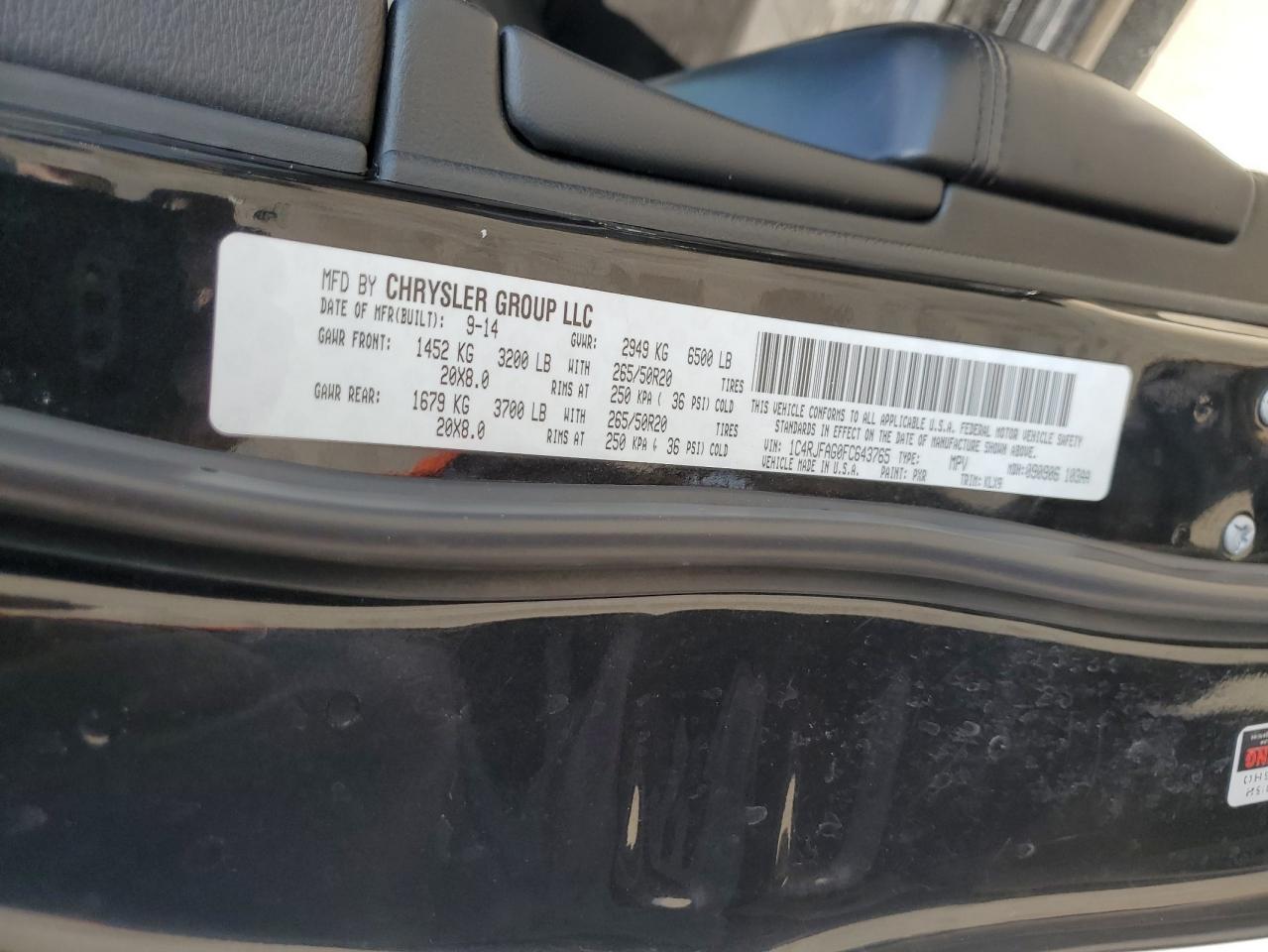 2015 Jeep Grand Cherokee Laredo VIN: 1C4RJFAG0FC643765 Lot: 81009845