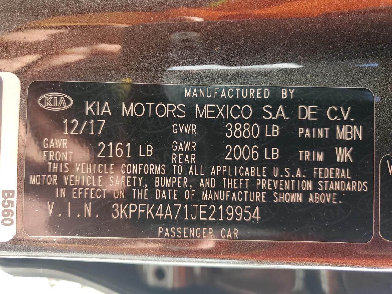 2018 Kia Forte Lx VIN: 3KPFK4A71JE219954 Lot: 84592455