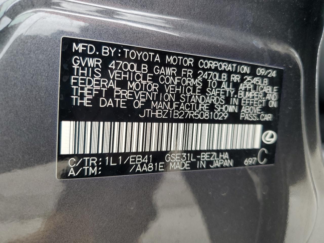 2024 Lexus Is 350 F Sport Design VIN: JTHBZ1B27R5081029 Lot: 81367065