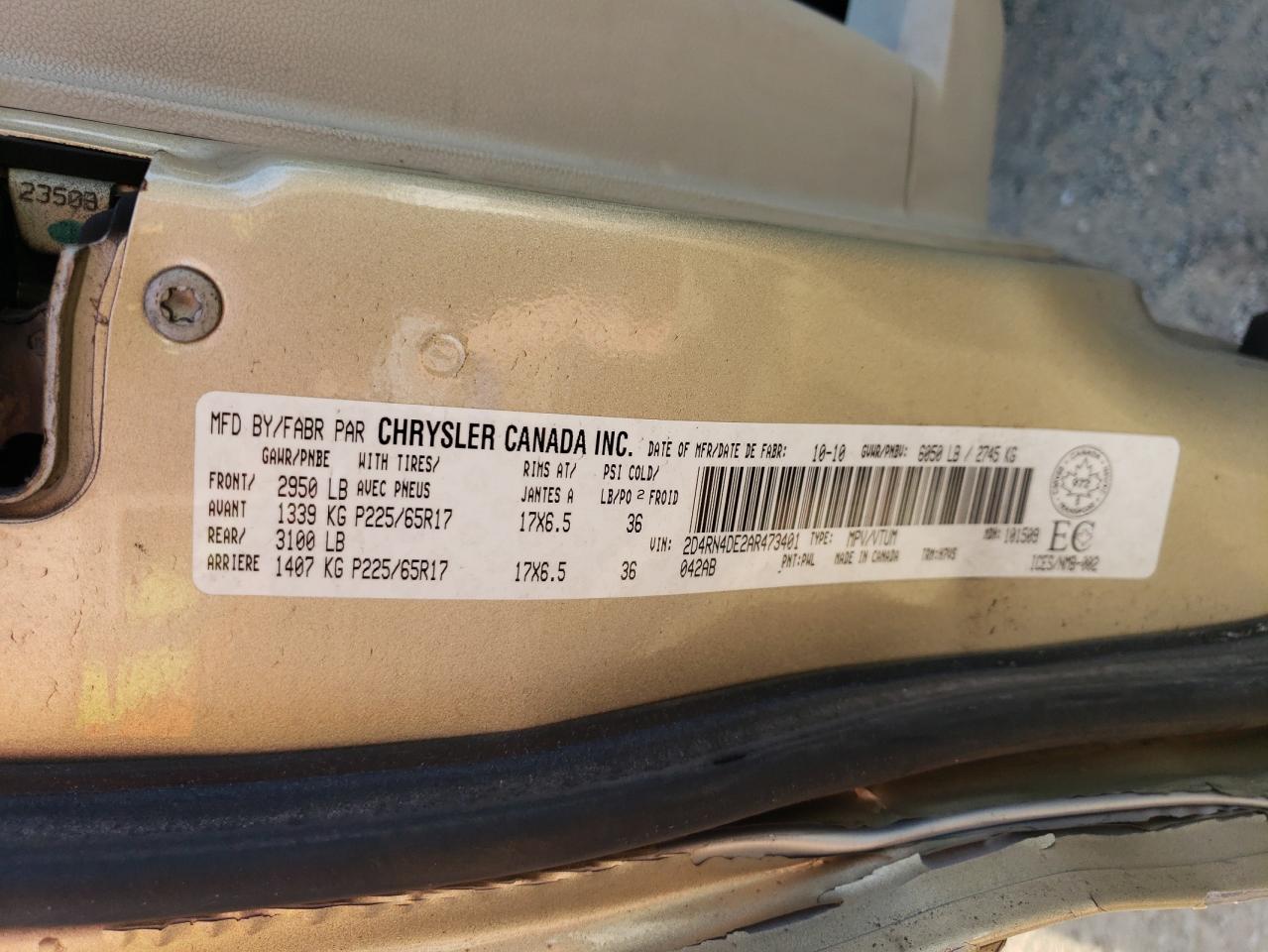 2010 Dodge Grand Caravan Se VIN: 2D4RN4DE2AR473401 Lot: 71823205