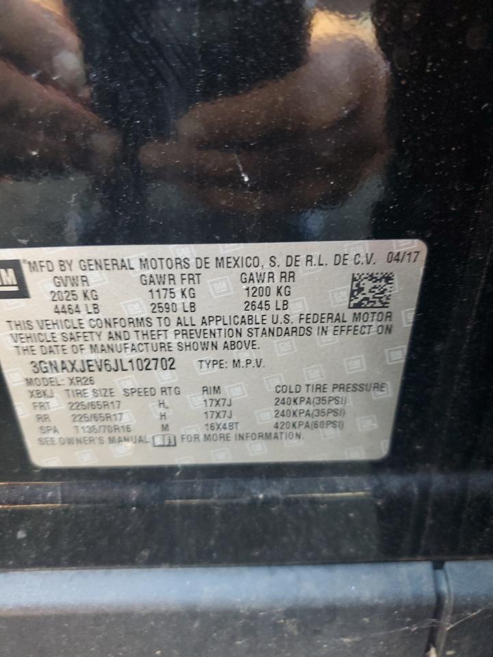 2018 Chevrolet Equinox Lt VIN: 3GNAXJEV6JL102702 Lot: 70916095