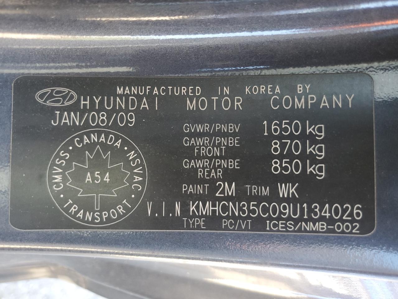 2009 Hyundai Accent Se VIN: KMHCN35C09U134026 Lot: 81970995