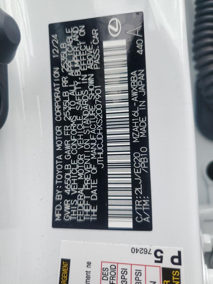 2025 Lexus Ux 300H Base VIN: JTHUCJDHXS2007901 Lot: 80366635