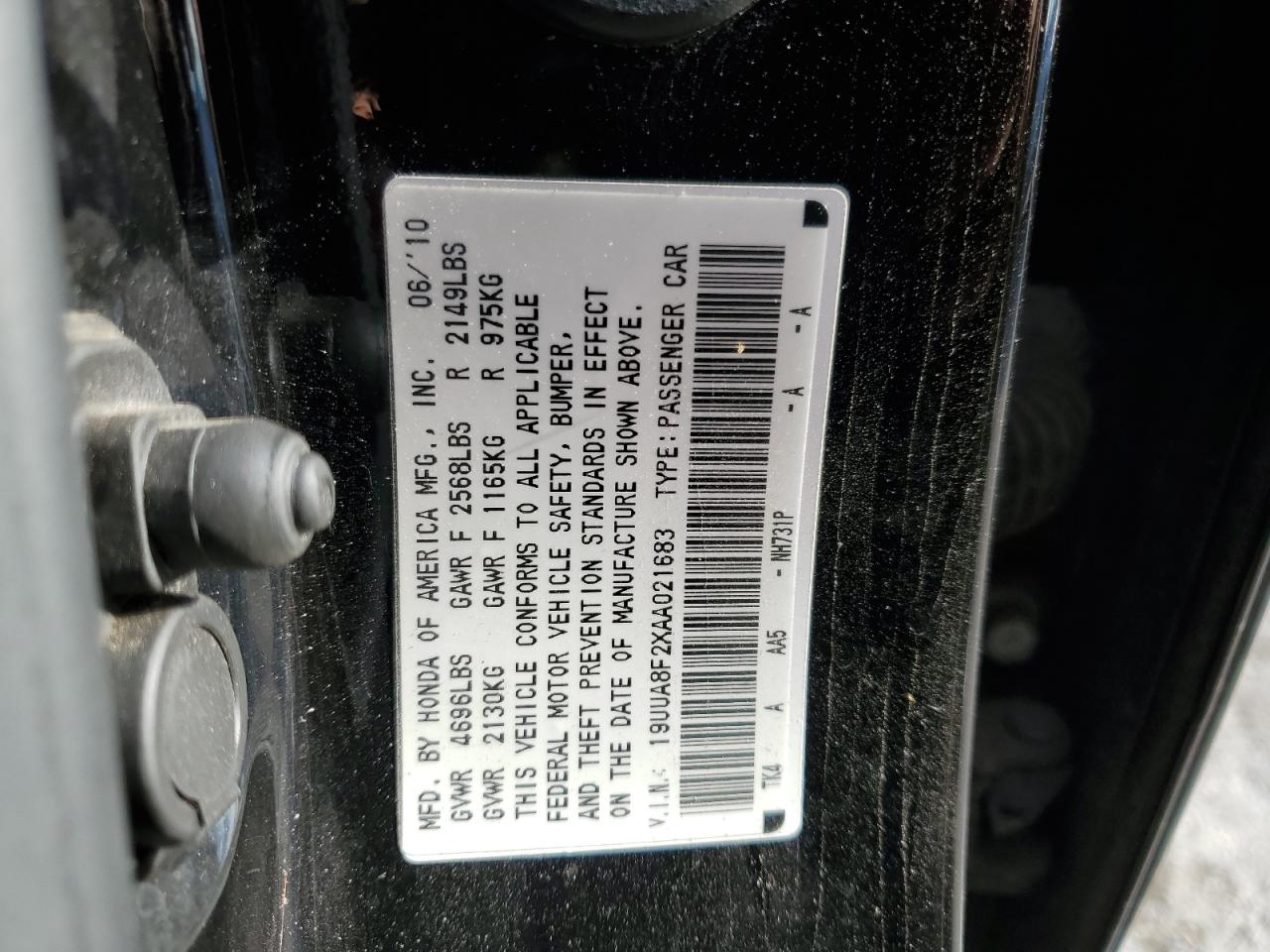 2010 Acura Tl VIN: 19UUA8F2XAA021683 Lot: 81273815