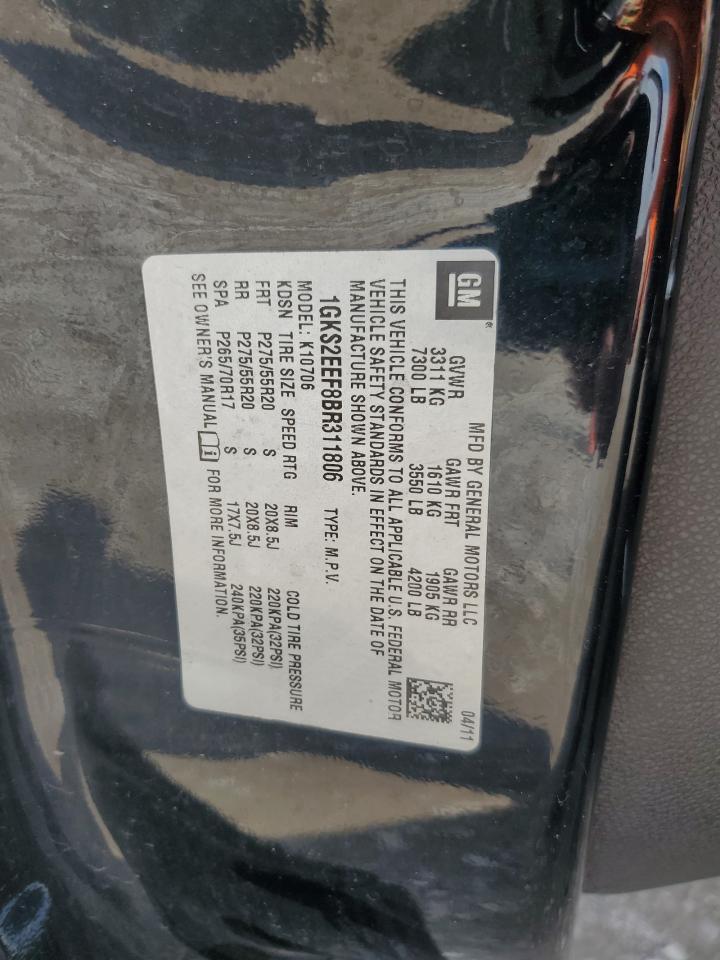 2011 GMC Yukon Denali VIN: 1GKS2EEF8BR311806 Lot: 83816185