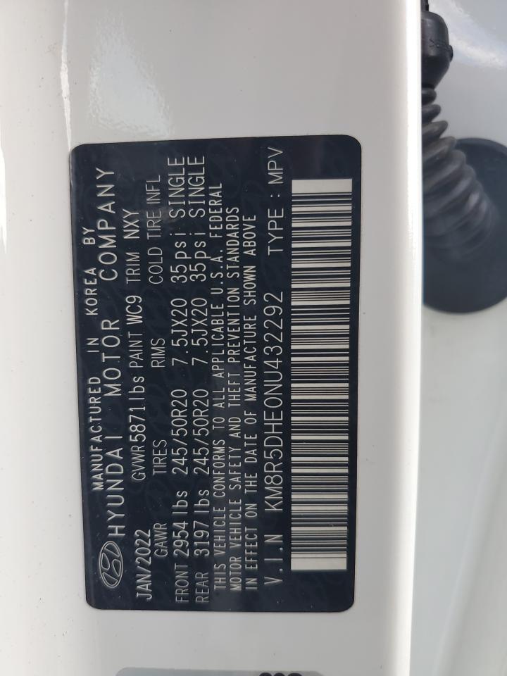 2022 Hyundai Palisade Limited VIN: KM8R5DHE0NU432292 Lot: 81175175