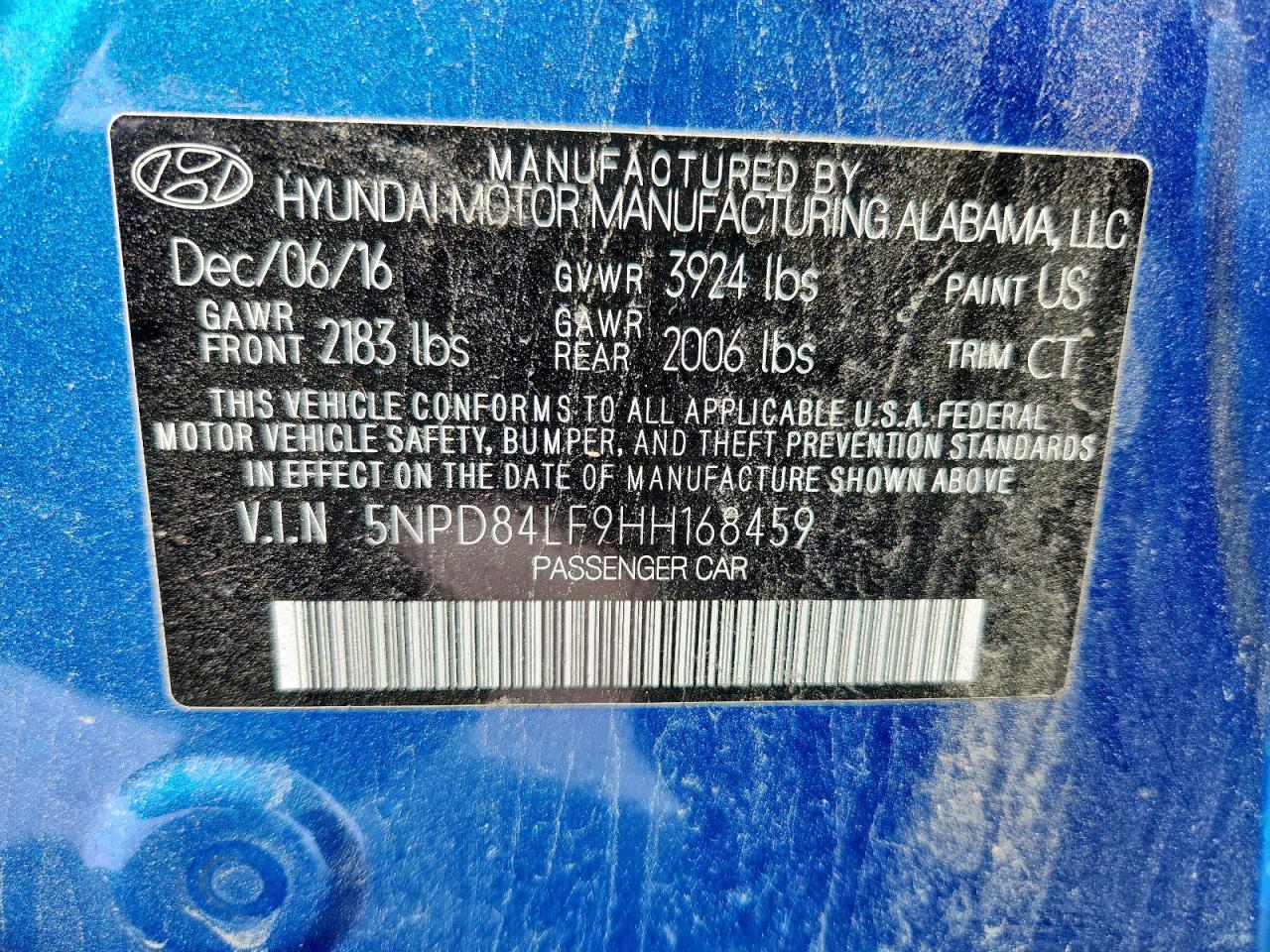 2017 Hyundai Elantra Se VIN: 5NPD84LF9HH168459 Lot: 81609455