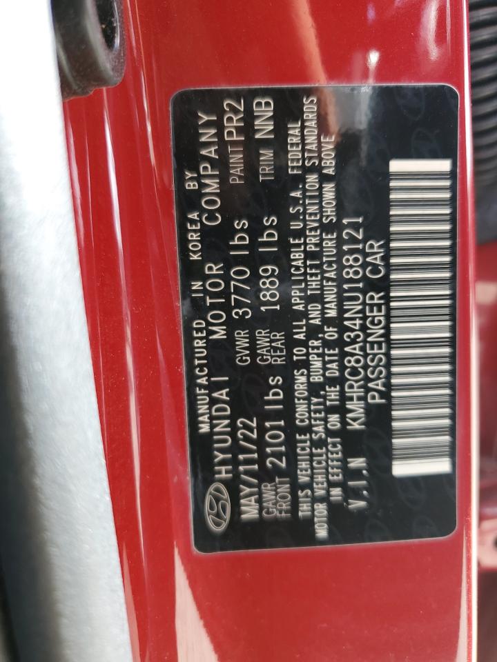 2022 Hyundai Venue Sel VIN: KMHRC8A34NU188121 Lot: 80307165