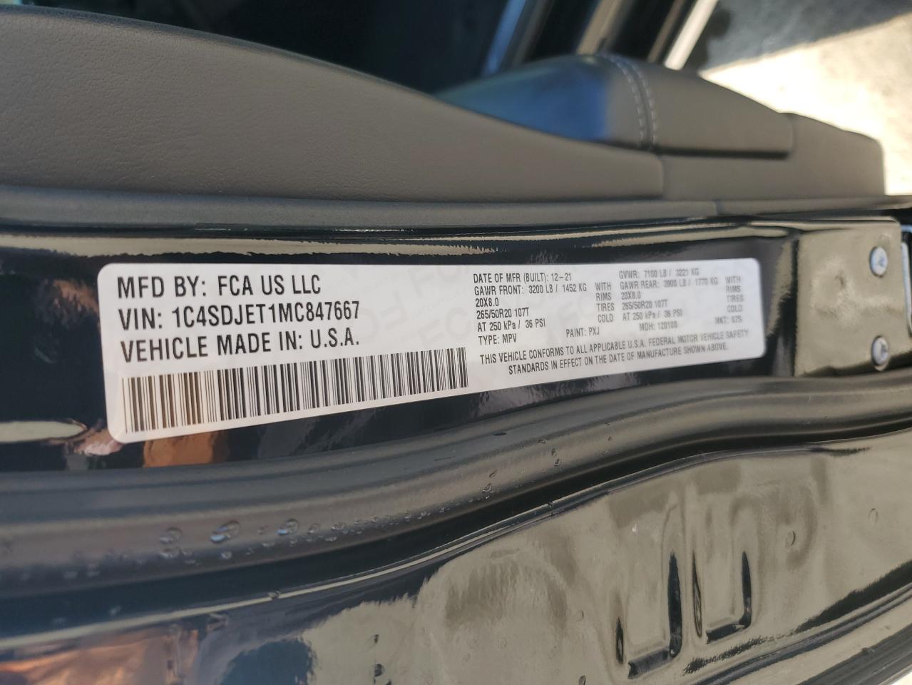 2021 Dodge Durango Citadel VIN: 1C4SDJET1MC847667 Lot: 81416095