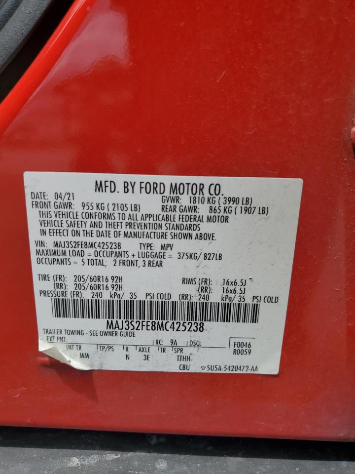 2021 Ford Ecosport S VIN: MAJ3S2FE8MC425238 Lot: 72065145
