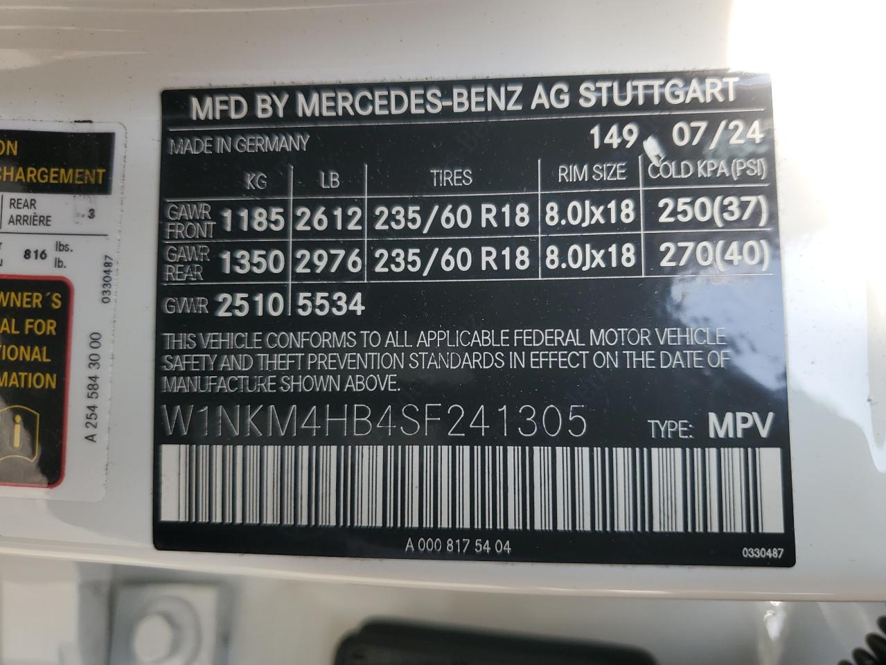 2025 Mercedes-Benz Glc 300 4Matic VIN: W1NKM4HB4SF241305 Lot: 80206535