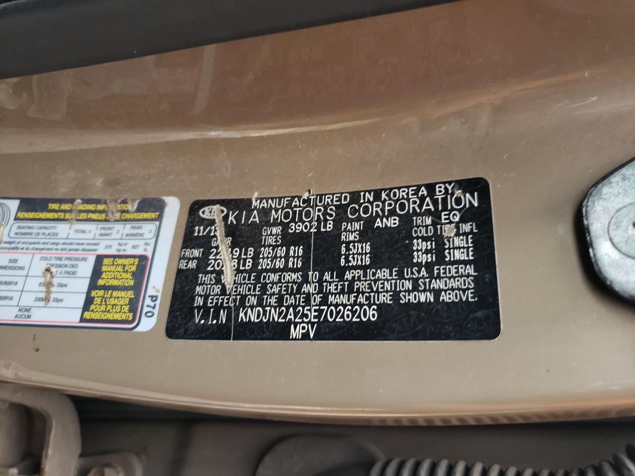 2014 Kia Soul VIN: KNDJN2A25E7026206 Lot: 83859475