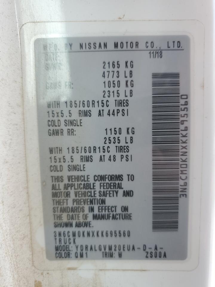 2019 Nissan Nv200 2.5S VIN: 3N6CM0KNXKK695560 Lot: 80382185