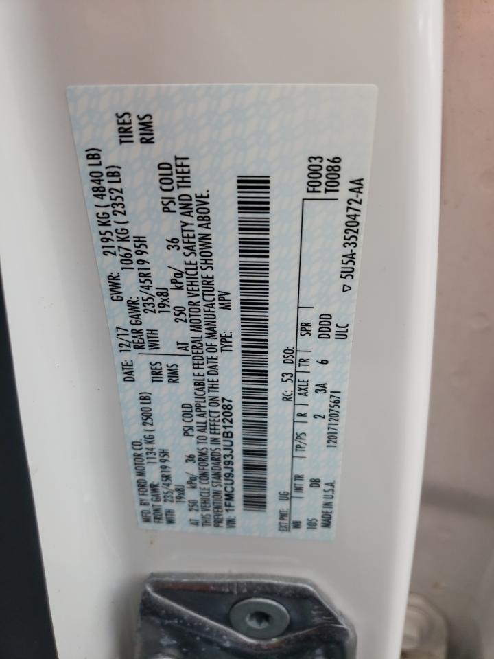 2018 Ford Escape Titanium VIN: 1FMCU9J93JUB12087 Lot: 80099385