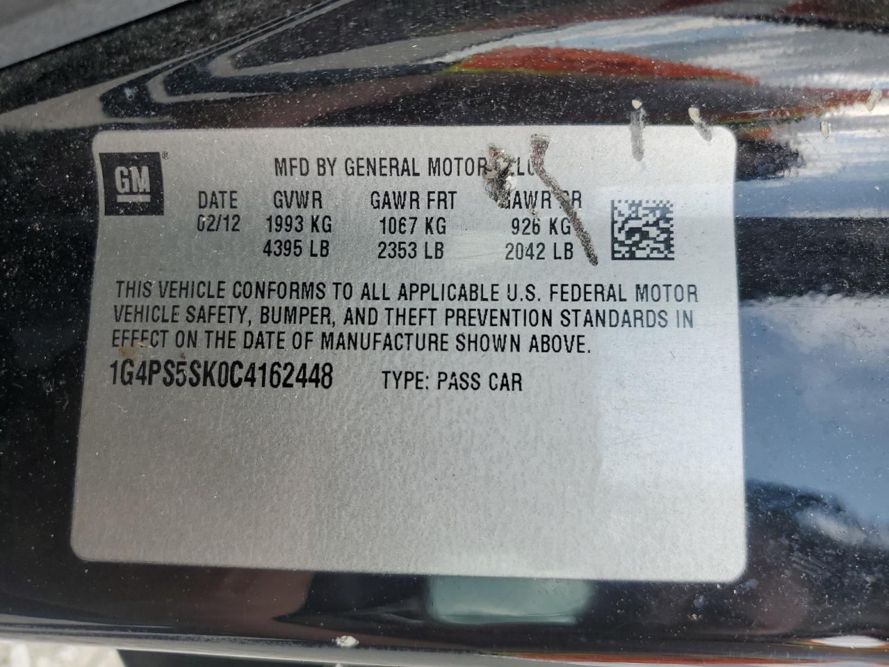 2012 Buick Verano VIN: 1G4PS5SK0C4162448 Lot: 71476815