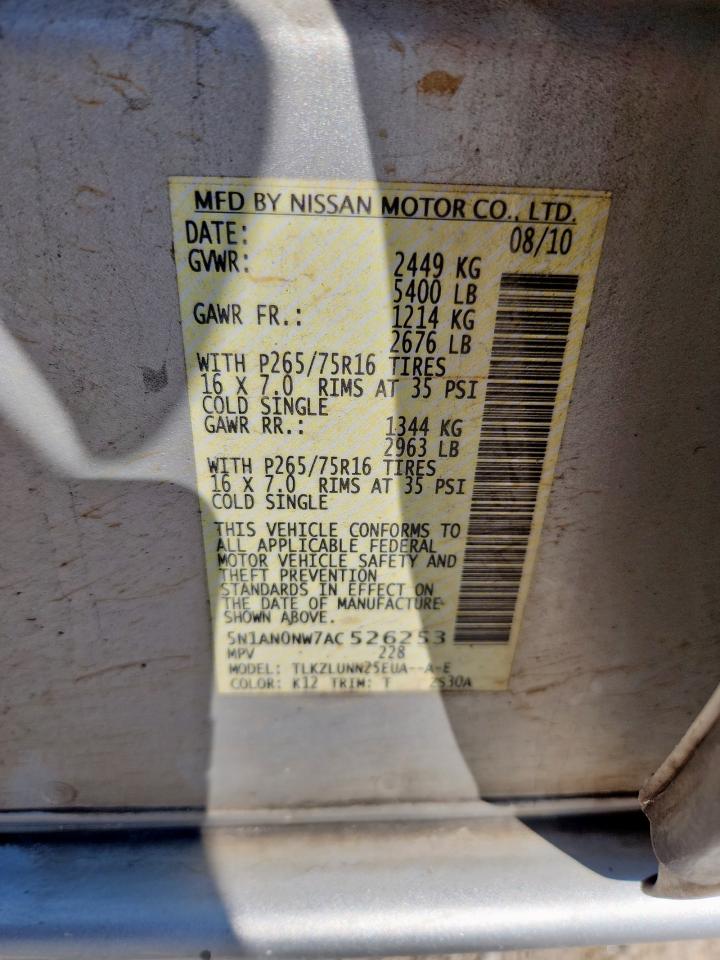 2010 Nissan Xterra Off Road VIN: 5N1AN0NW7AC526253 Lot: 80200275