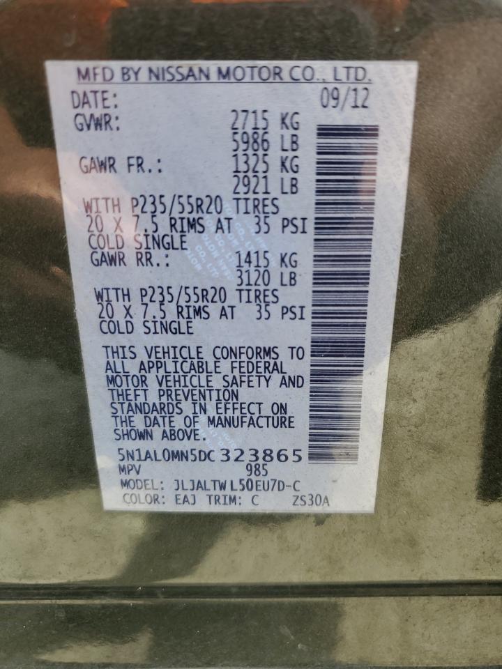 2013 Infiniti Jx35 VIN: 5N1AL0MN5DC323865 Lot: 80524395