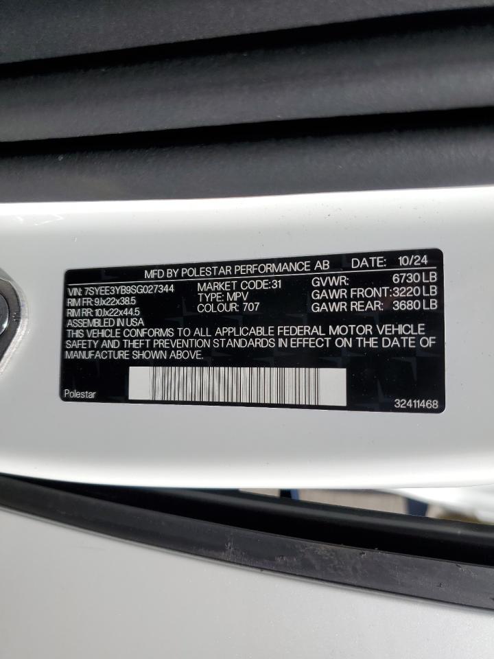 2025 Polestar 3 VIN: 7SYEE3YB9SG027344 Lot: 80288585