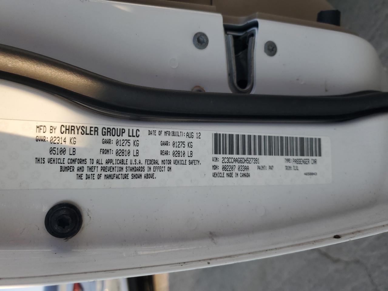 2013 Chrysler 300 VIN: 2C3CCAAG6DH527391 Lot: 81420445