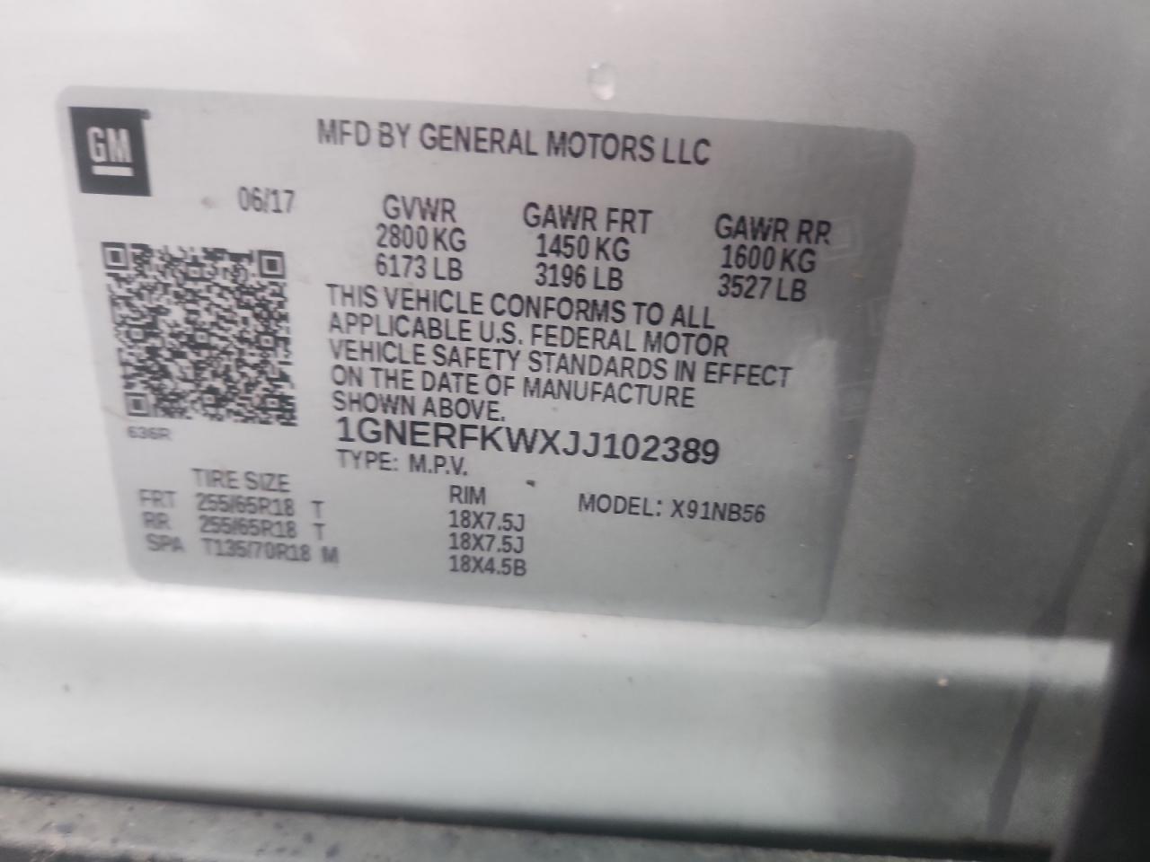 2018 Chevrolet Traverse Ls VIN: 1GNERFKWXJJ102389 Lot: 81070055