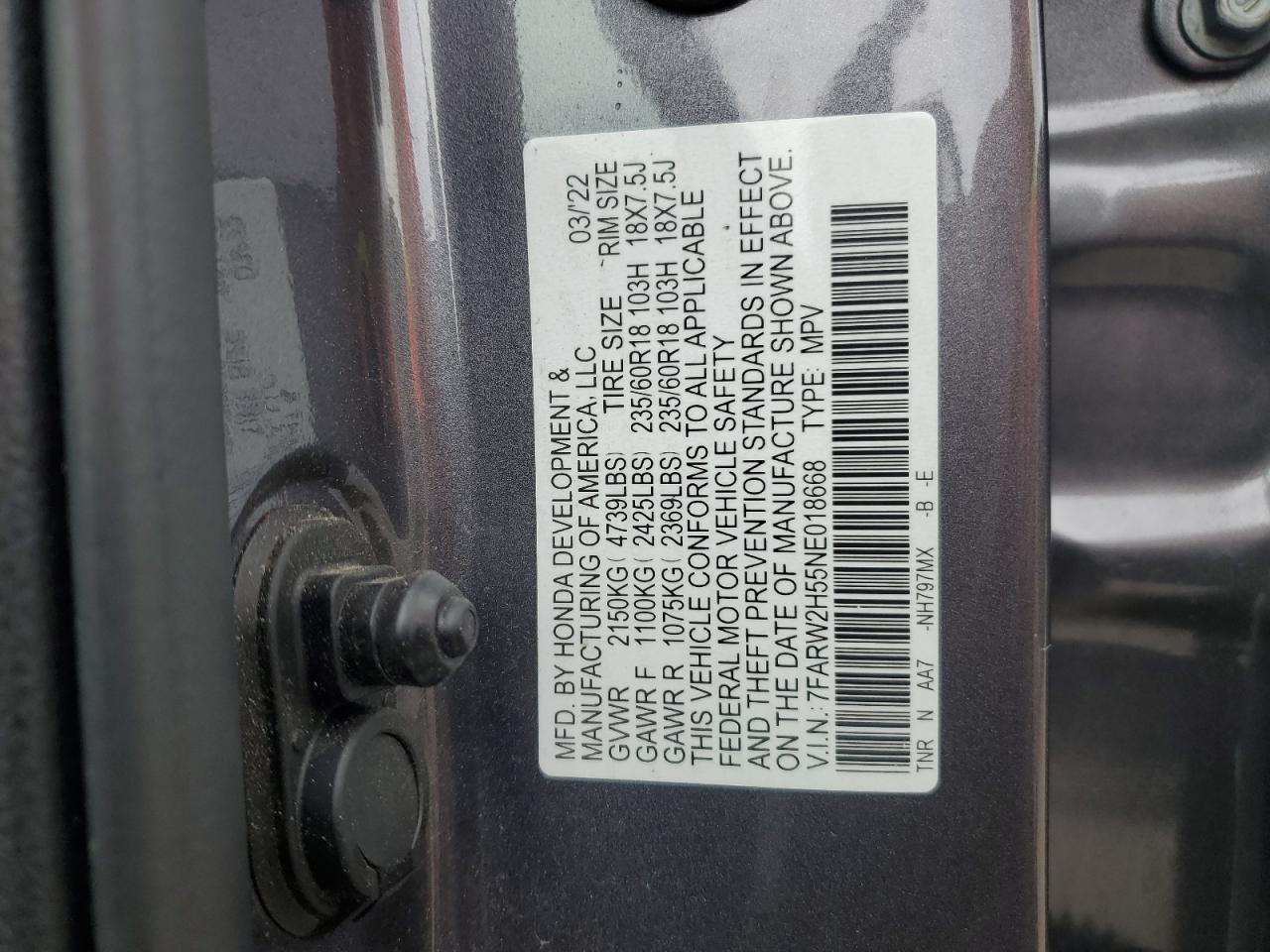 2022 Honda Cr-V Ex VIN: 7FARW2H55NE018668 Lot: 80845975